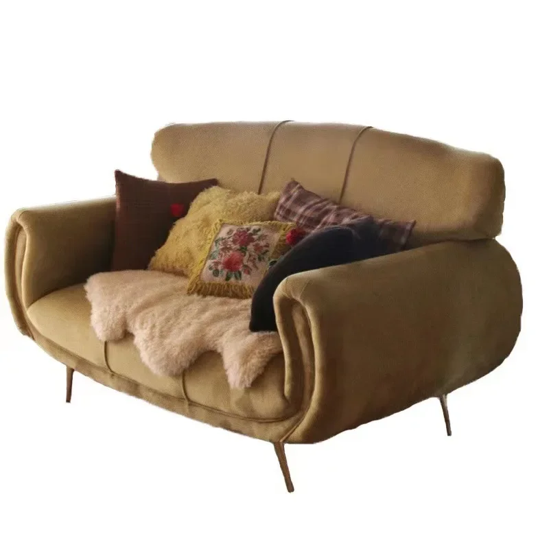 

French retro fabric sofa American medieval small apartment living room B & B velvet double small sofa