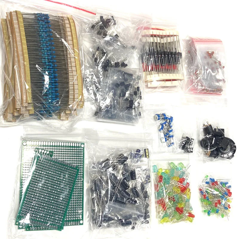 1818PCS DIY Electronics Components Kit Assortment Resistors Potentiometer DIP-IC LED Triode Capacitors Diodes PCB Bag/Box