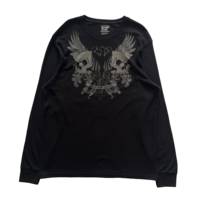 Old Navy Skull Wing Grunge Cyber Y2K Thermal Long Sleeve T-Shirt Men’s Gothic Streetwear Graphic Tee Oversized Fit Comfortable