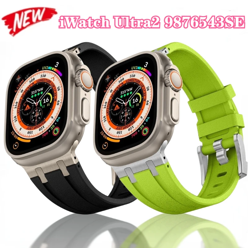 

Stone Pattern Liquid Silicone Strap for Apple Watch Ultra 2 49mm 10 9 8 7 46mm 45mm Bracelet Belt for 6 5 4 SE 44mm 42mm Correa