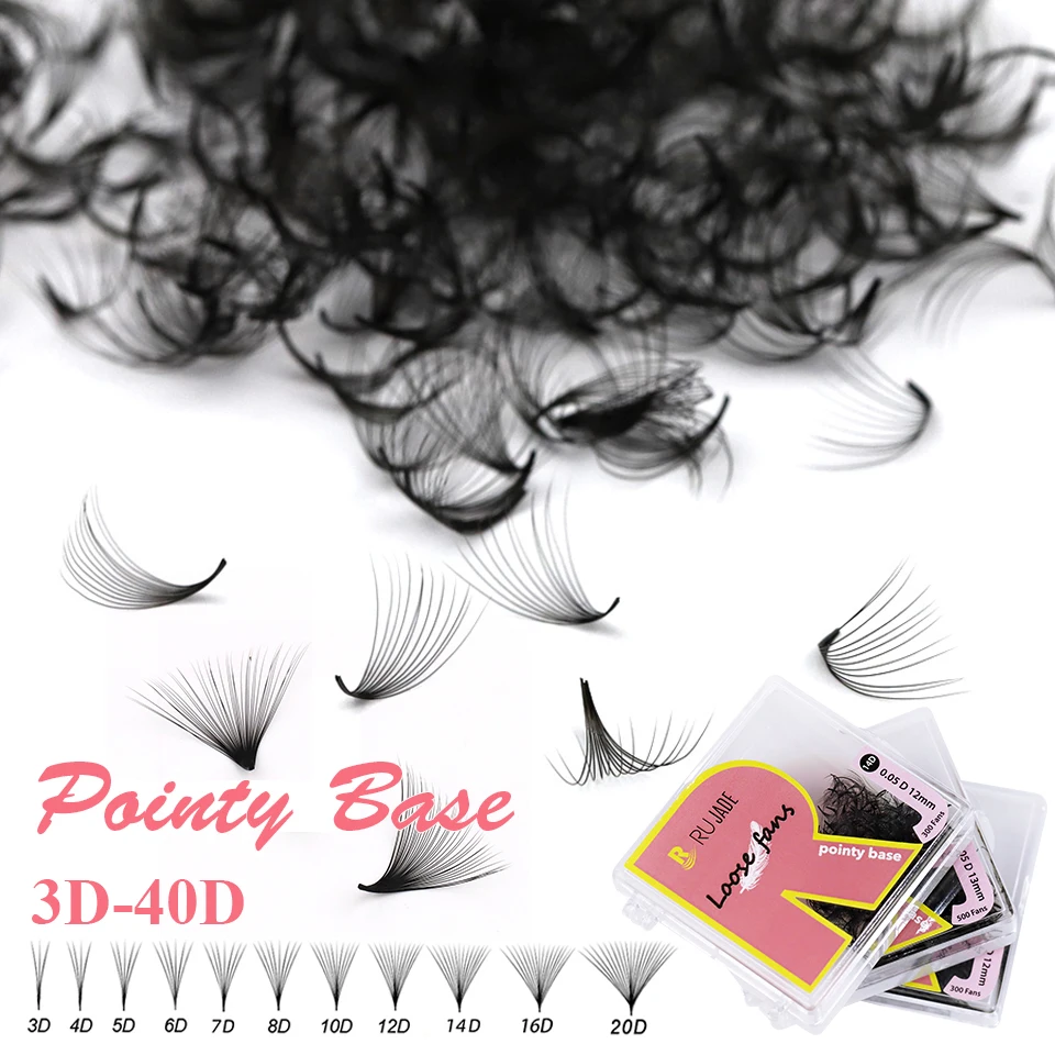 

Premade Loose Fans Pointy Base Lashes 5D 7D 10D 20D 30D 40D Medium Slim Narrow Stem Sharp Handmade Loose Fans Eyelash Extensions