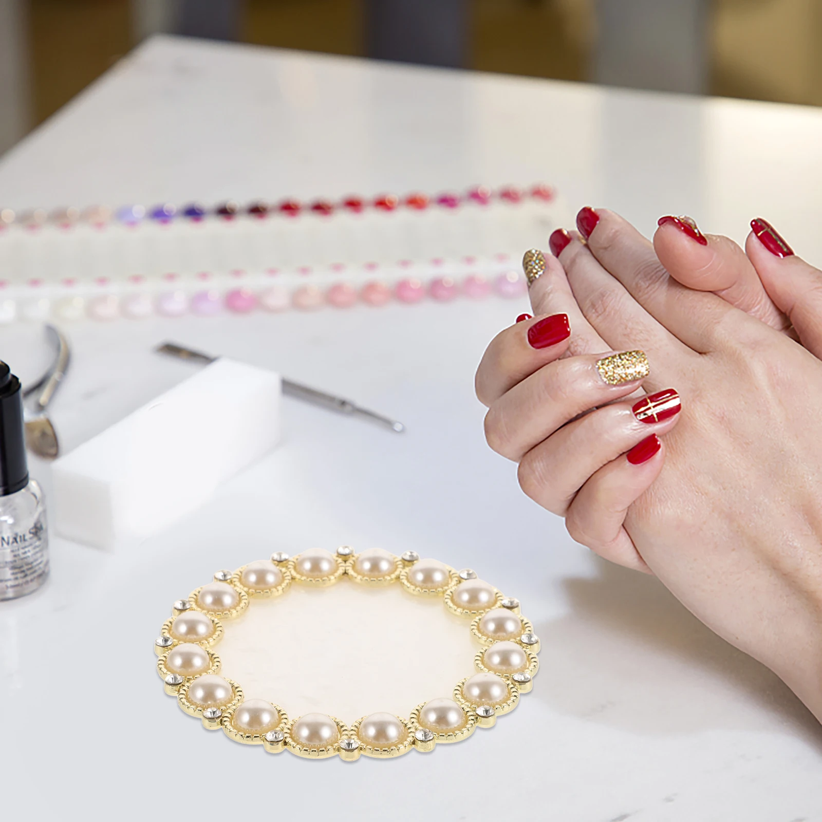 

Mixing Palette Resin Gilded Edge Marble Texture Color Blending Tool Portable Manicure Accessory Gel Polish Plate Painting