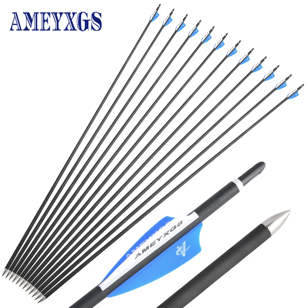 Bow Arrows 6/12/24pcs Mixed Carbon Arrow Spine 1000 ID 7.8 mm ID 4.2mm for Compound/Recurve Bow Archery Shooting sport