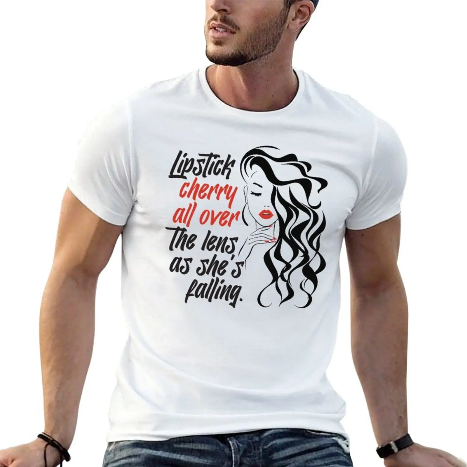 Lipstick Cherry All Over the Lens T-Shirt cotton t shirts t shirt man casual man graphic t shirt