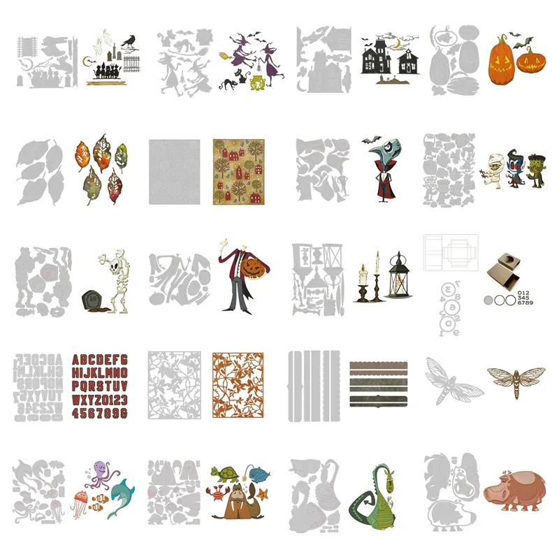 Nuevos troqueles de metal de Halloween para álbumes de recortes, manualidades de papel, tarjetas y álbumes con diseños de calabaza y bruja, sin sellos