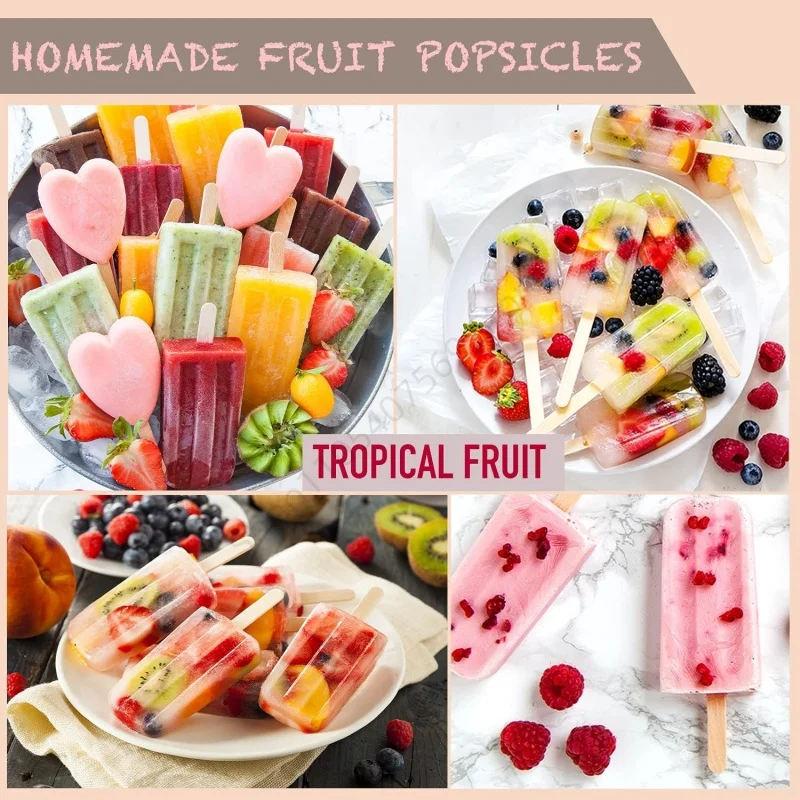 50Pcs Ice Cream Popsicle Sticks Wooden DIY Home Art Classroom Supplies Hand Art Ice Cream Ice Cube Lollipop Cake Tools