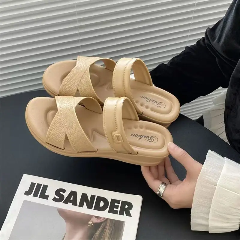 المرأة المفتوحة تو الجوف خارج أسافين النعال الصيف سميكة وحيد عدم الانزلاق خفيفة الوزن المنزل النعال في الهواء الطلق نعال شاطئ الصنادل