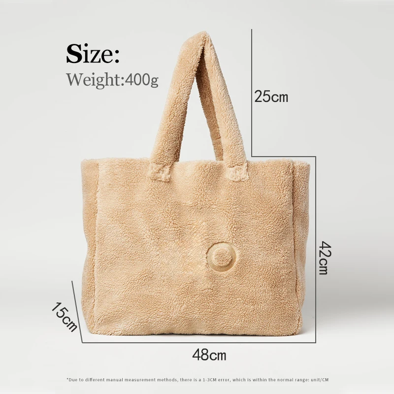 LO Cute Foxy Sherpa Tote Plush Yoga Handbag Comfortable Large Capacity Makeup Storage Bag Autumn and Winter Plush Shoulder Bag