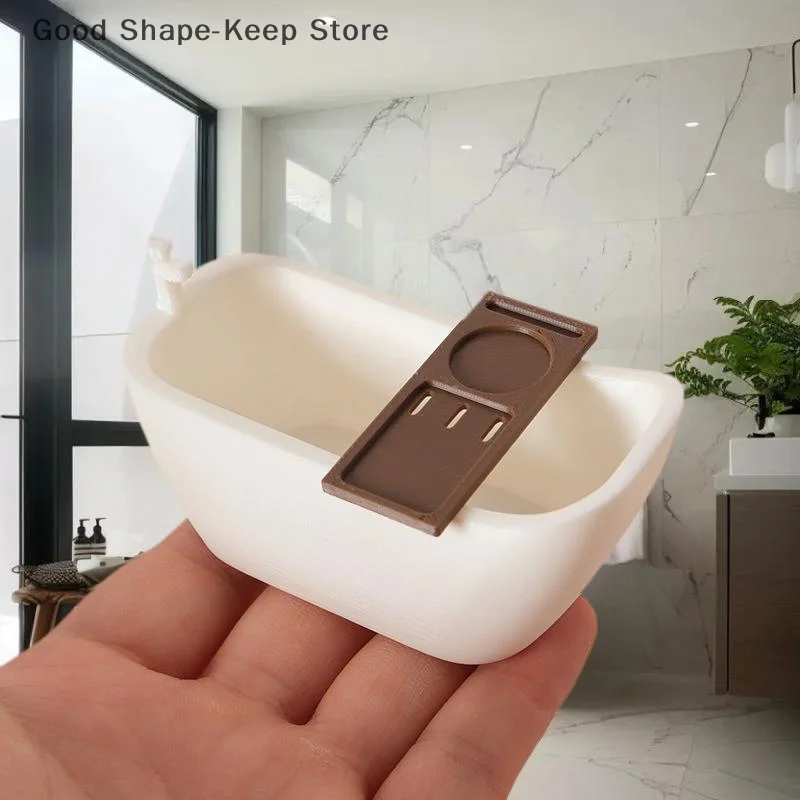 1/12 인형 집 미니어처 시뮬레이션 욕조 트레이 모델 인형 집 욕실 가구 장식 인형 집 놀이 장난감