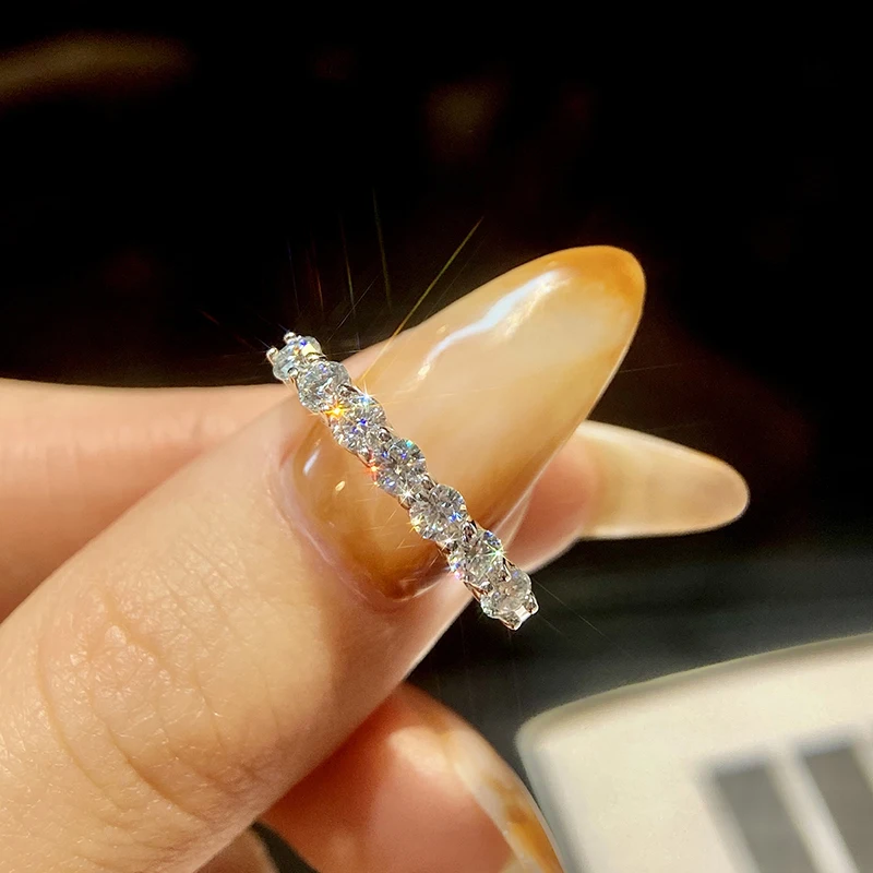 Gra echte Moissan ite Ring Sterling Silber Diamant Ewigkeit Band Verlobung Eheringe für Frauen Luxus Qualität Schmuck – Detail 1