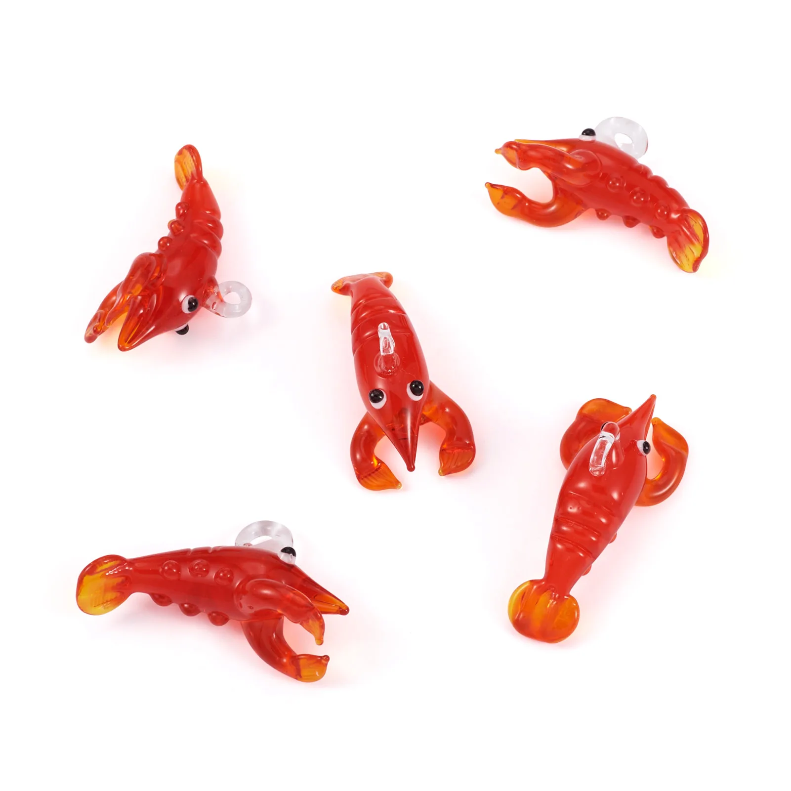 5pcs Cute Lobster Lampwork Glass Ocean Jewelry Pendants Blue Dolphin Charms Diy Necklace Keychain Jewelry Accessories