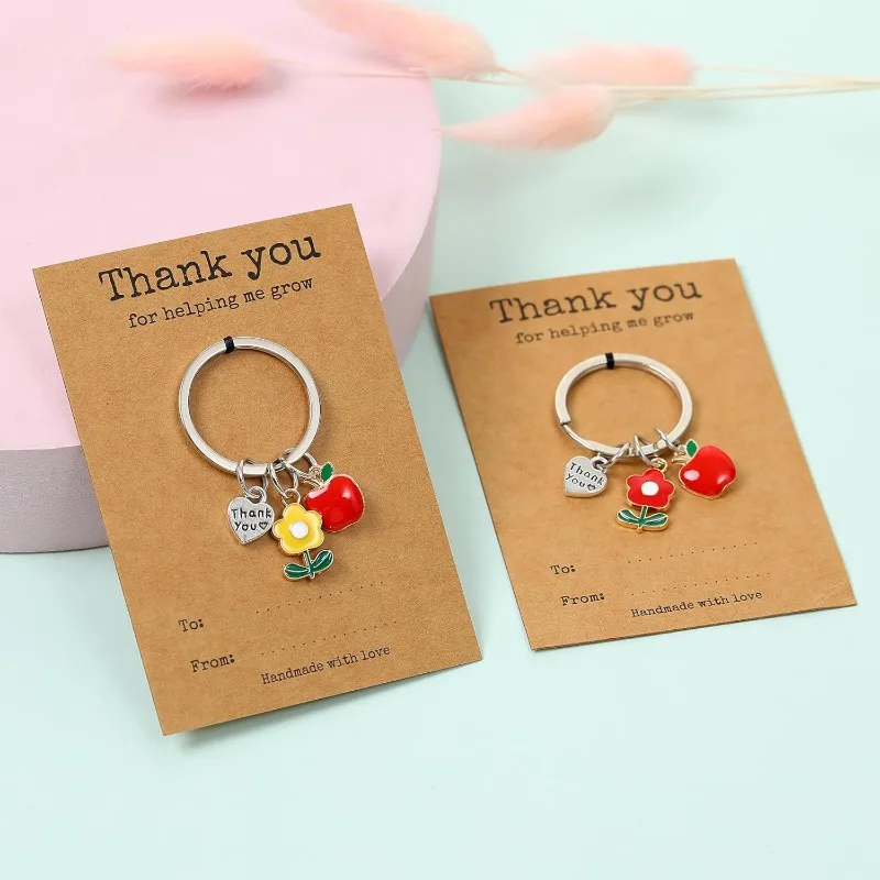 شكرًا لك على مساعدتي مجموعة سلسلة مفاتيح مكونة من 1/2/4 قطعة سلسلة مفاتيح تقدير المعلم هدايا عيد المعلم هدية الكريسماس