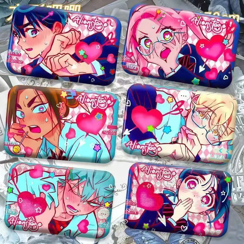 

Anime Alien Stage Brooch IVAN TILL Sua Hyuna Luka Cartoon Role Playing Square Badge Lapel Pin Prop Accessories Halloween Gift