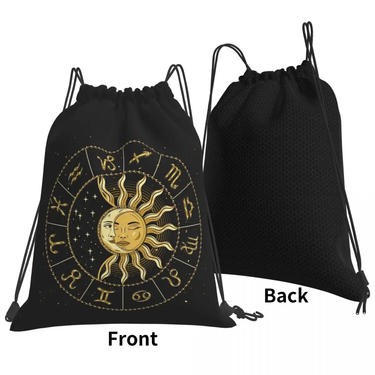 

Horoscope Wheel With Zodiac Signs Backpacks Fashion Drawstring Bags Sundries Bag Book Bags for Travel School
