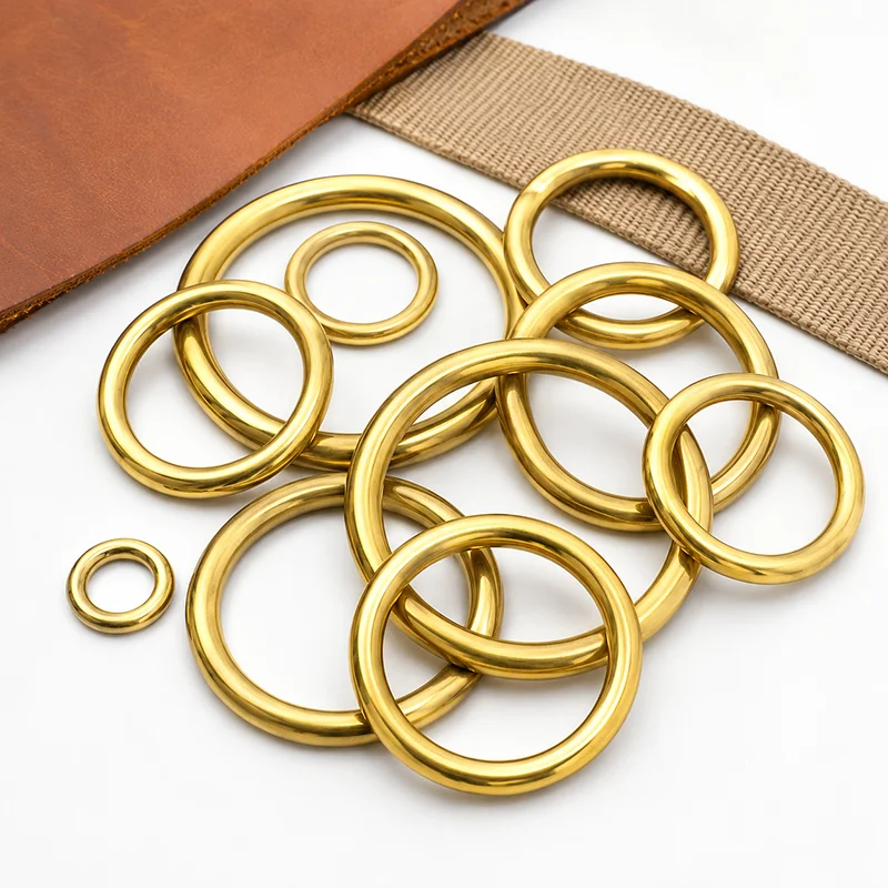 

5/10/20Pcs 8-51mm Solid Brass O Rings Seamless Buckles Round Loops for Bag Strap Pet Collar Keychain Leather Hardware Parts Set