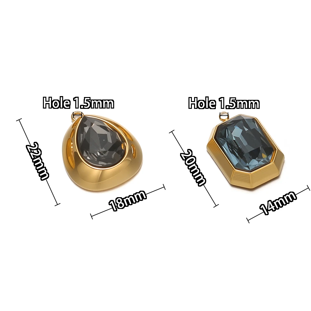 3 Stück Edelstahl-Tropfen-Strass-Anhänger für DIY-Schmuckherstellung für Frauen: Halsketten, Armbänder, Ohrringe – Detail 3