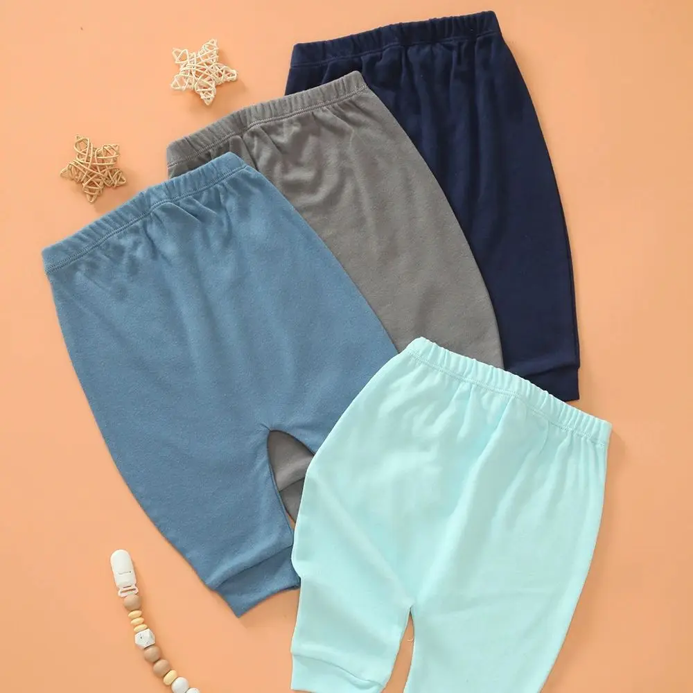 

Комплект из 4 мягких хлопковых детских леггинсов, однотонные спортивные штаны для малышей, спортивные штаны унисекс для бега, детские активные штаны