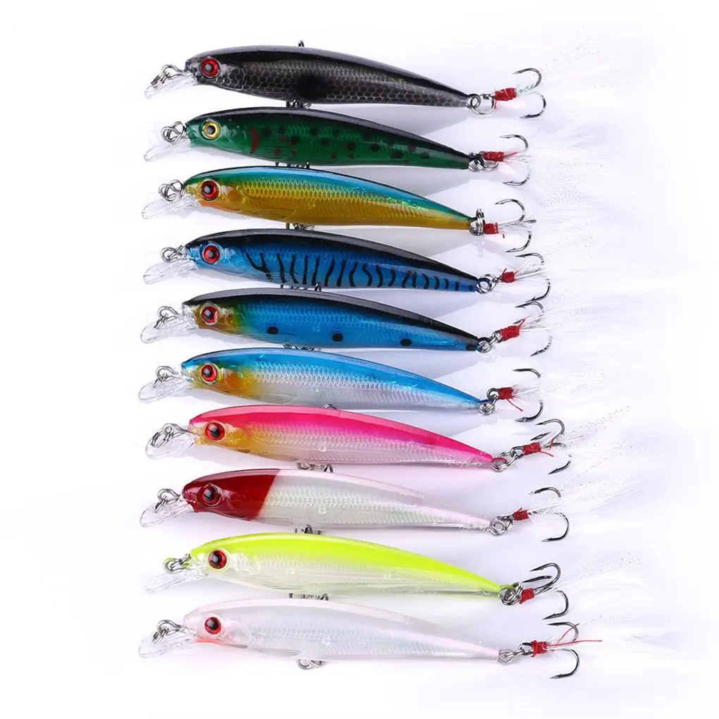 1pcs/10pcs Hard Plastic  Minnow Lure Outdoor Fishing Simulation Bait Lifelike Hook Crankbaits