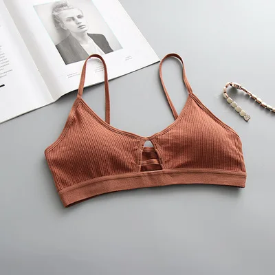 1PC Women's Sexy Cotton Sports Bra Tube Top Hollow Seamless Wireless Push-Up Bralette for Active Lingerie image 5