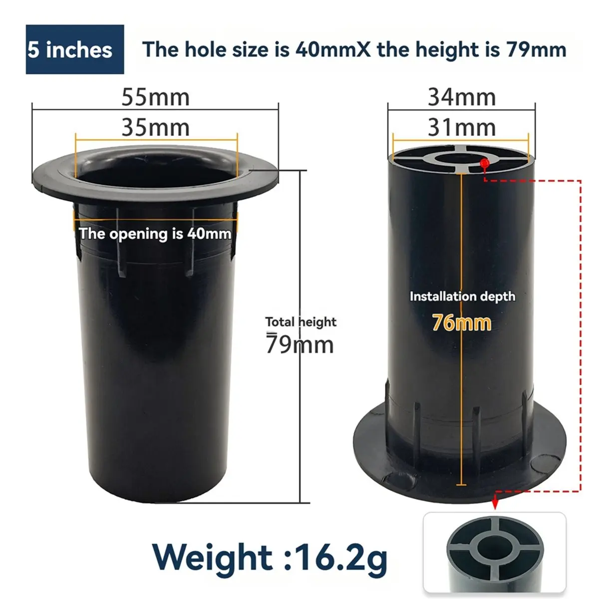 12PCS 5inch Speaker Port Tube Subwoofer Box Port Tube Speaker Pilot Hole Replacement Reflex Tube Bell Mouth