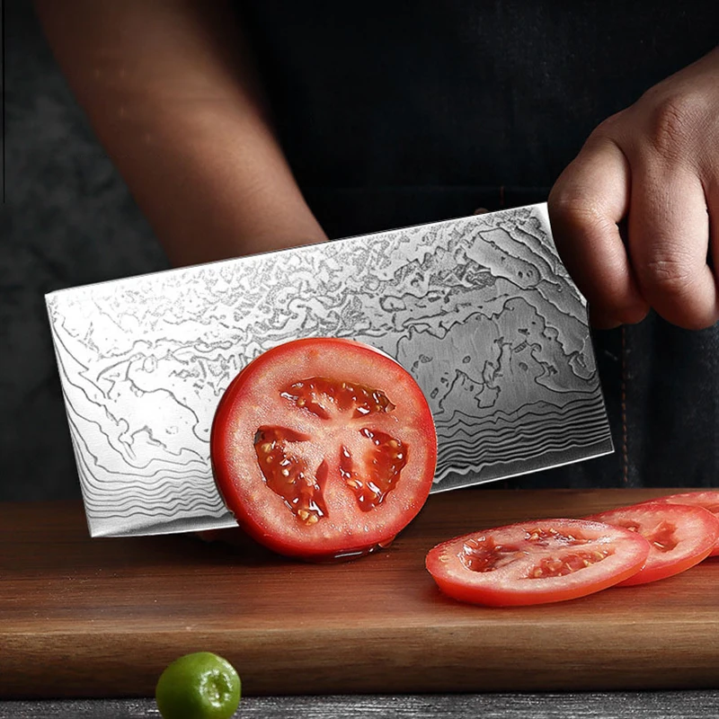 7 Inch Chinese Chef Knife 67-layers Damascus Steel VG-10 Blade Messer Wood Handle Slicing Cleaver Kitchen Knife Cooking Tools