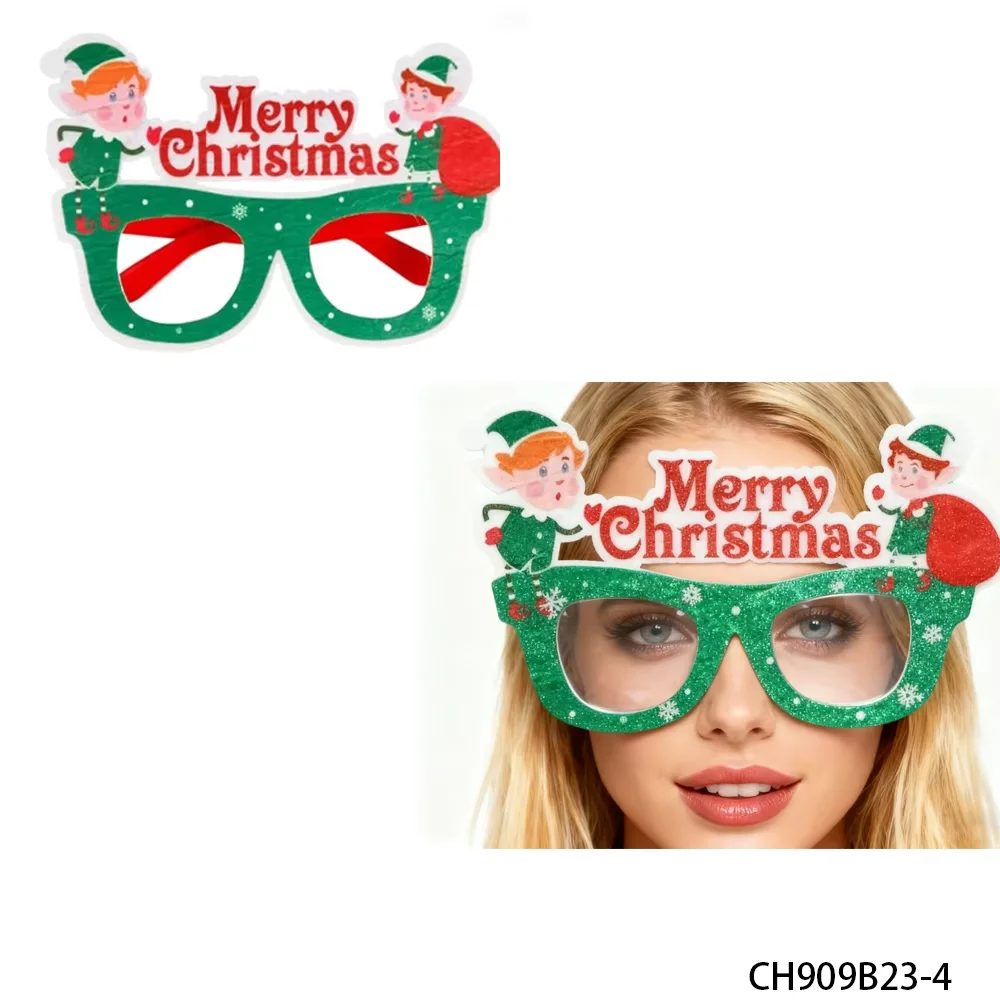 

PESENAR Festive Christmas Elf Glasses with "Merry Christmas" Slogan - Fun Holiday Party Accessory
