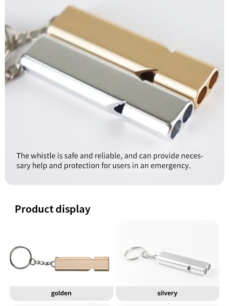 Pfeife Flache Aluminiumlegierung Dual Frequency Survival Doppelrohr Outdoor Survival Survival Whistle Ausrüstung Ausgestattet EDC-Werkzeug – Detail 8