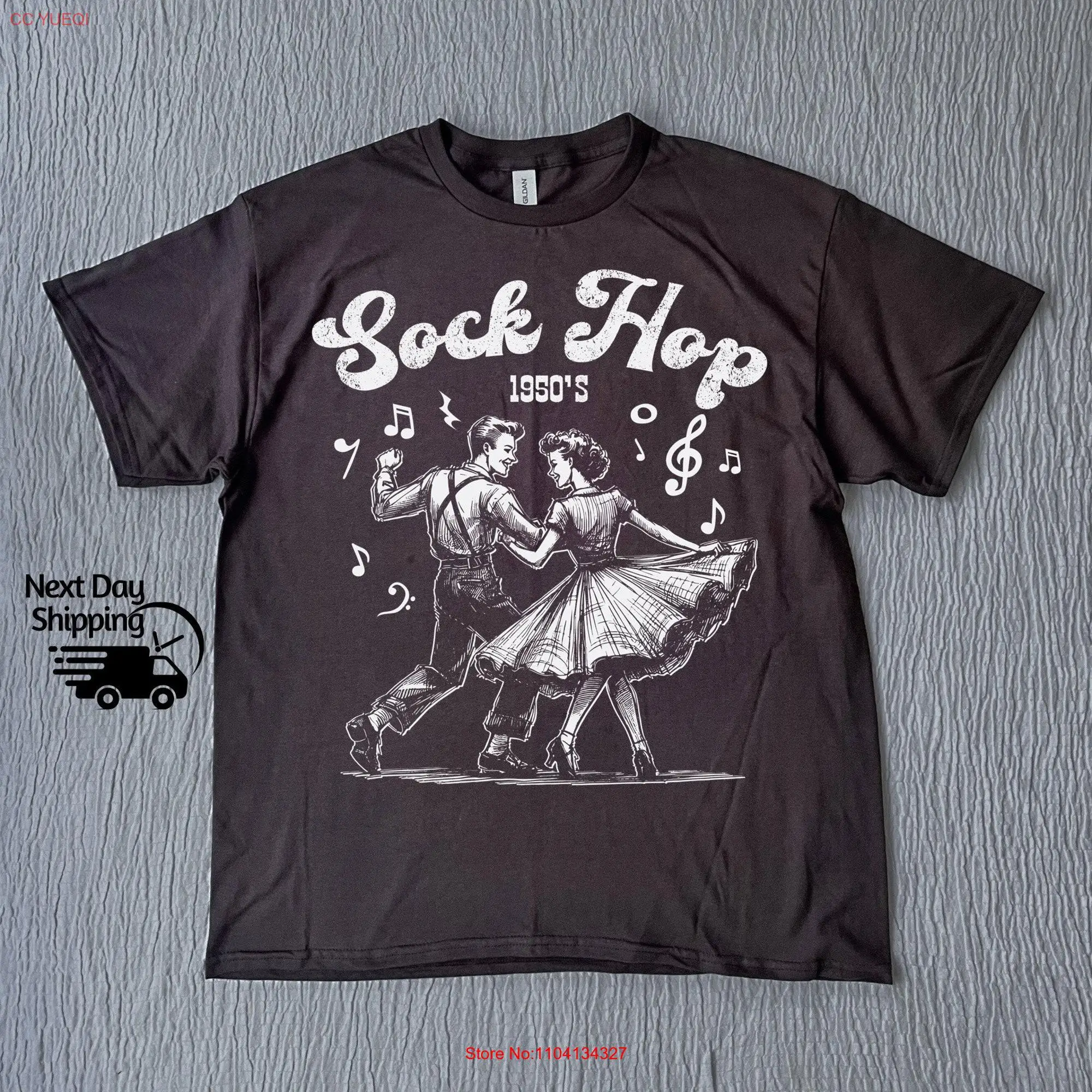 Sock Hop 1950's Dancing Vintage T Shirt Retro Washed Distressed Dance Lovers  long or short sleeves