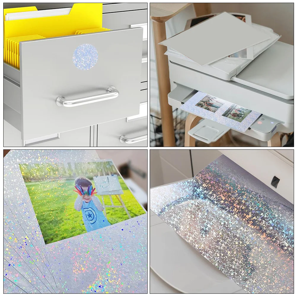 5 Sheets Printer Paper Printing Photo Picture The Pet Printable Holographic Sticker Reflective