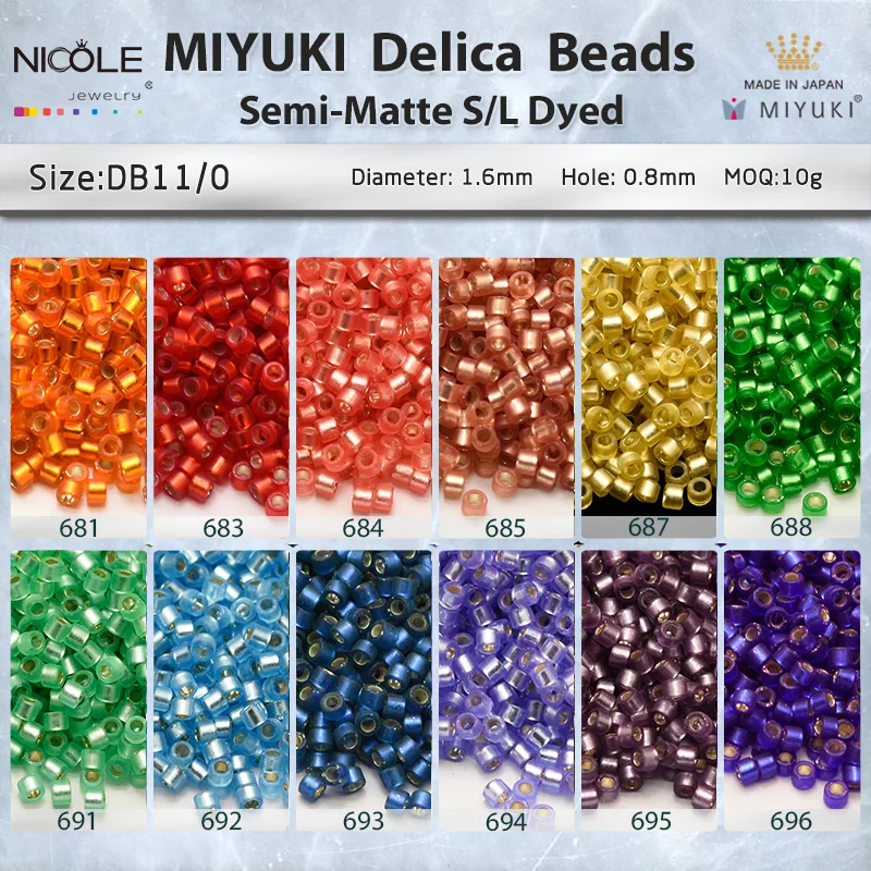 11/0 Miyuki Delica Beads Semi-Matte S/L Dyed Series Japanese Seed Bead for Bracelet Necklace Earring Jewelry Making