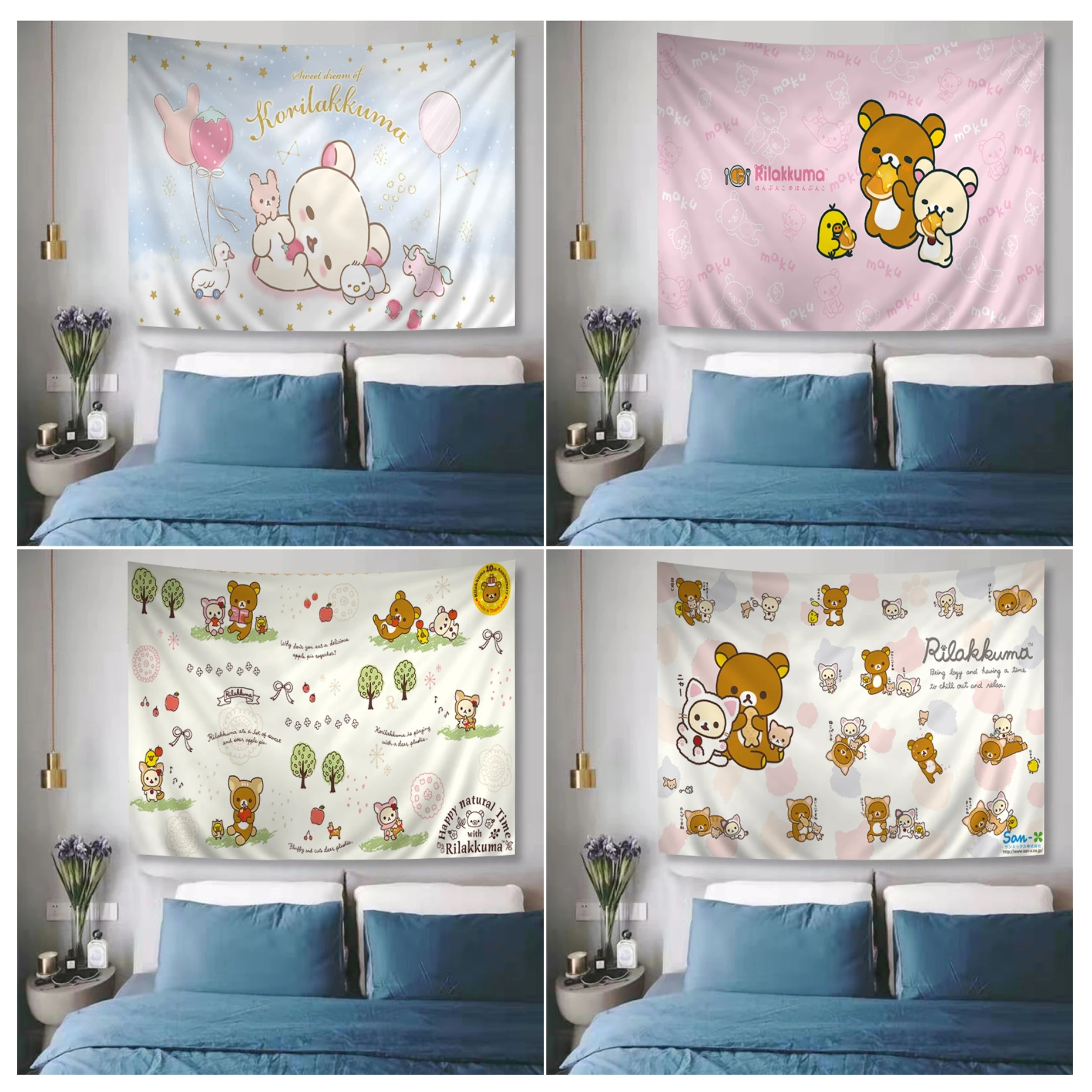 Rilakkuma Tapestry Chart Tapestry For Living Room Home Dorm Decor Art Home Decor