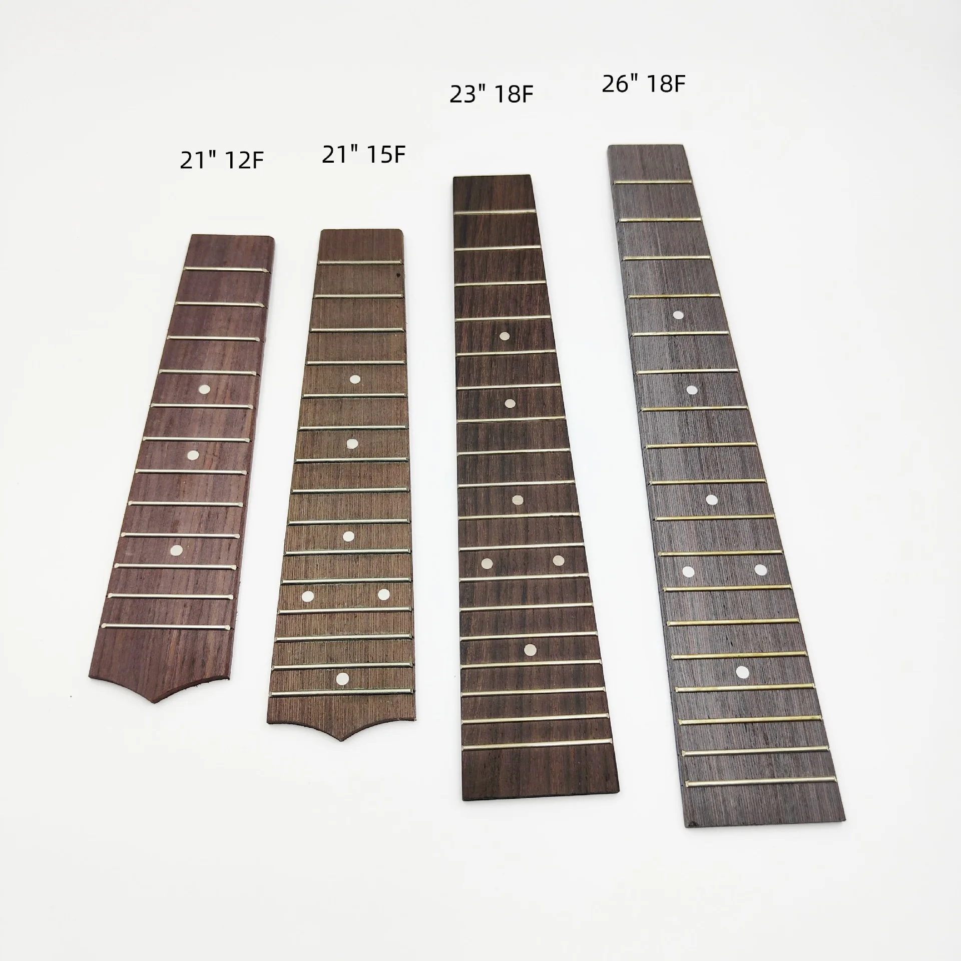 1pcs 21 23 26 Inch Ukulele Rosewood Fretboard White Dot Inlays 12/15/18 Frets Pre-Slotted Fingerboard