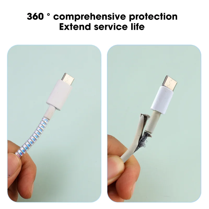 1.4m Laser Color Phone Wire Cord Rope Protector Anti-break Spring Protection Rope for USB Charging Cable Earphone Bobbin Winder