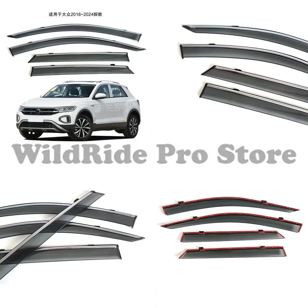 1 set Compatible with Volkswagen T-Roc 2018-2024 Rain Visors Molded Thickened Window Rain Deflectors Rain Guards Modification Ac