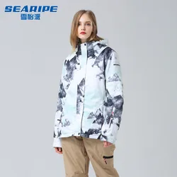 Waterproof Fleece Ski Jacket for Women, Snow Coat, Mountain Windbreaker, Hooded Female Outfits, Snowboard, Warm, Winter