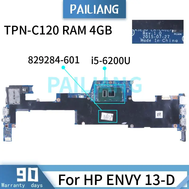 

For HP ENVY 13-D TPN-C120 i5-6200U 2.80 GHz Laptop Motherboard 829284-601 LA-C482P SR2EY 4GB RAM 13t-d000 Notebook Mainboard