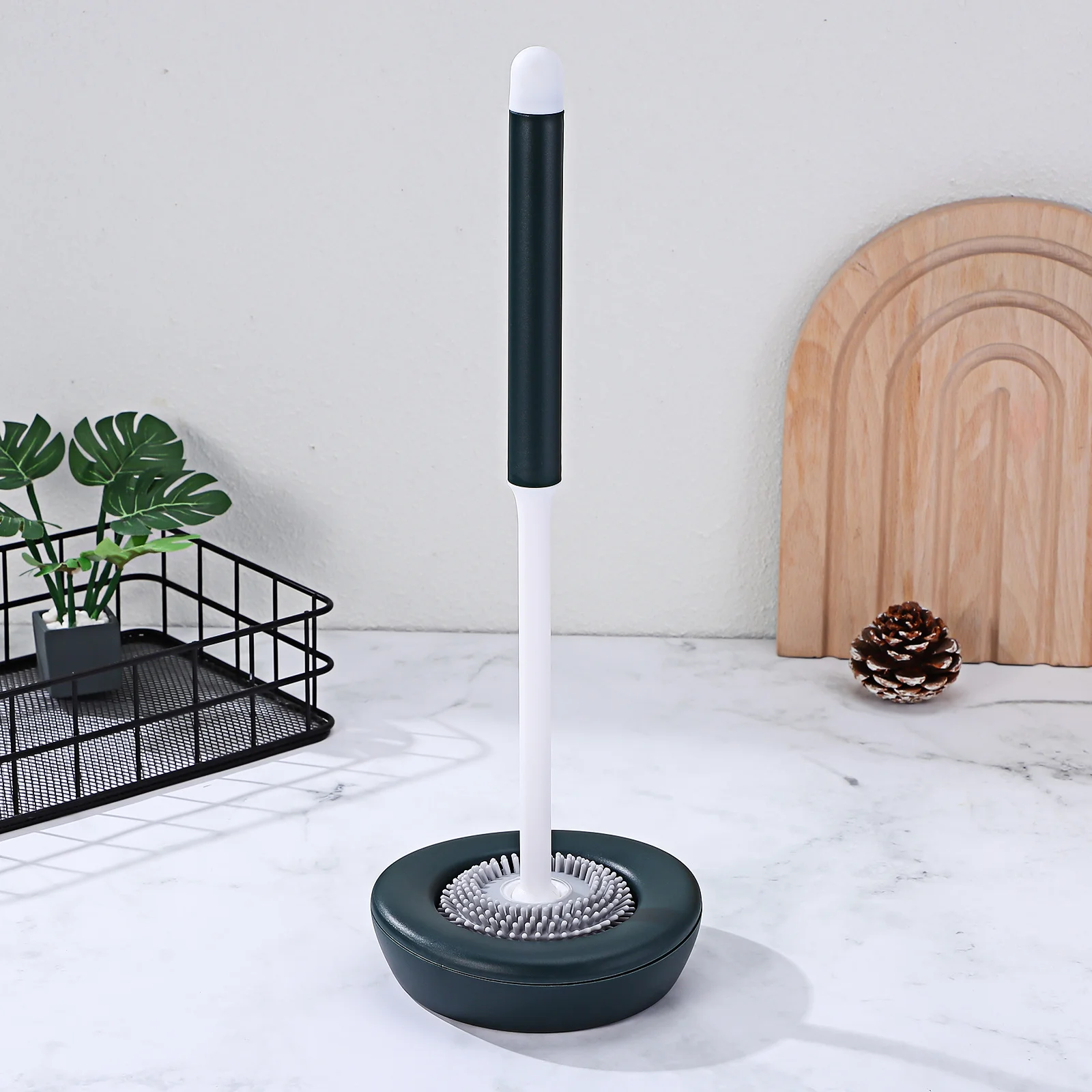 

1 set 1 Set Silicone Set Holder Modern Bowl Scrubber Standing Toilet Brush Bathroom Cleaning Tools Toilet Brush Holder