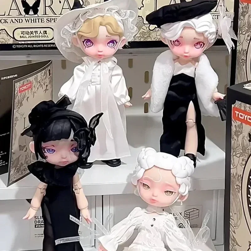 لورا فتاة أبيض وأسود الطيف سلسلة BJD صندوق أعمى اللعب رائعتين أنيمي الشكل سطح المكتب الحلي هدايا عيد ميلاد جميلة