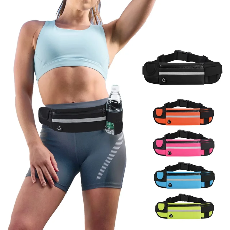 Running Belt Waist Bag Sport Fanny Pack Reflective Runner Belt Jogging Pocket Belt for Outdoor Hiking Cycling Workout Travelling