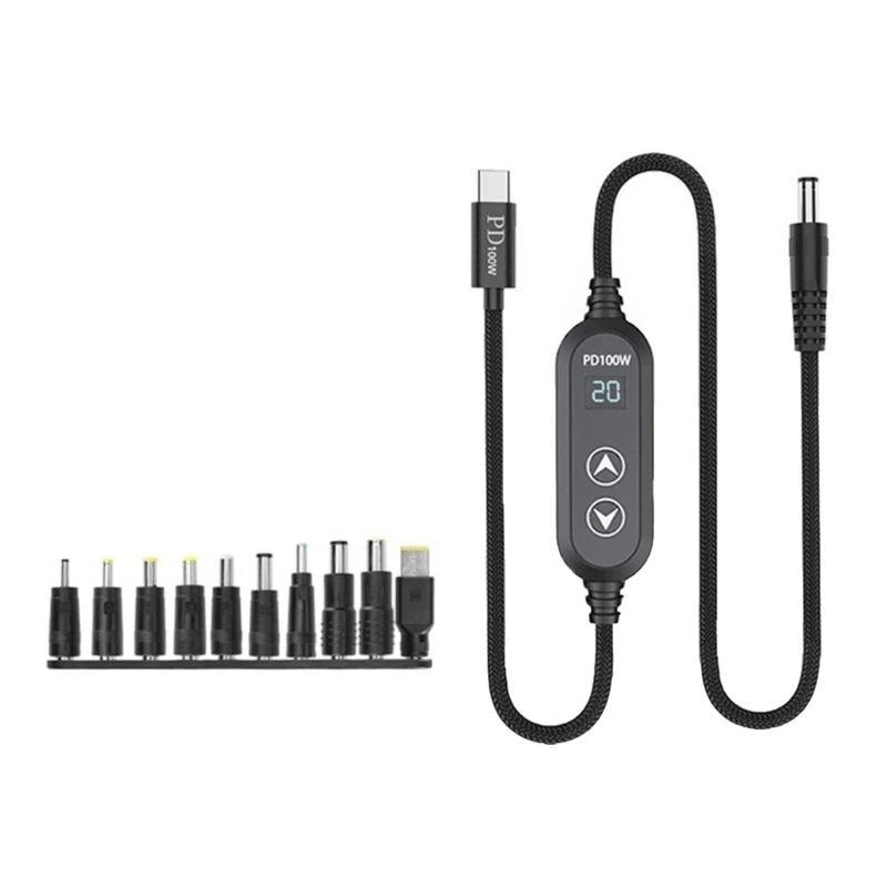 Y5LB USB C Power Cord 100W Highest Efficiency Variable Power Supply Type C And DC5.5 Direct Power Solution Cable 120cm