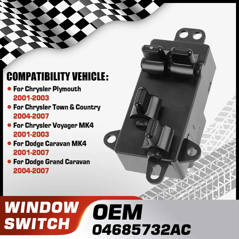 

Car Power Window Switch For Chrysler Plymouth Chrysler Town & Country Chrysler Voyager Dodge Caravan Dodge Grand Caravan 11 Pins