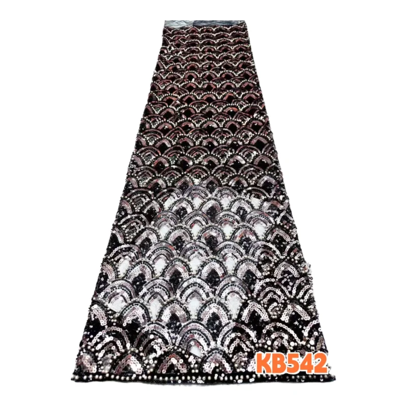 

Коричневая кружевная ткань с вышивкой пайетками, нигерийское кружево, 5 ярдов, высокое качество, 2026, кружевная ткань Beas для шитья KB5429