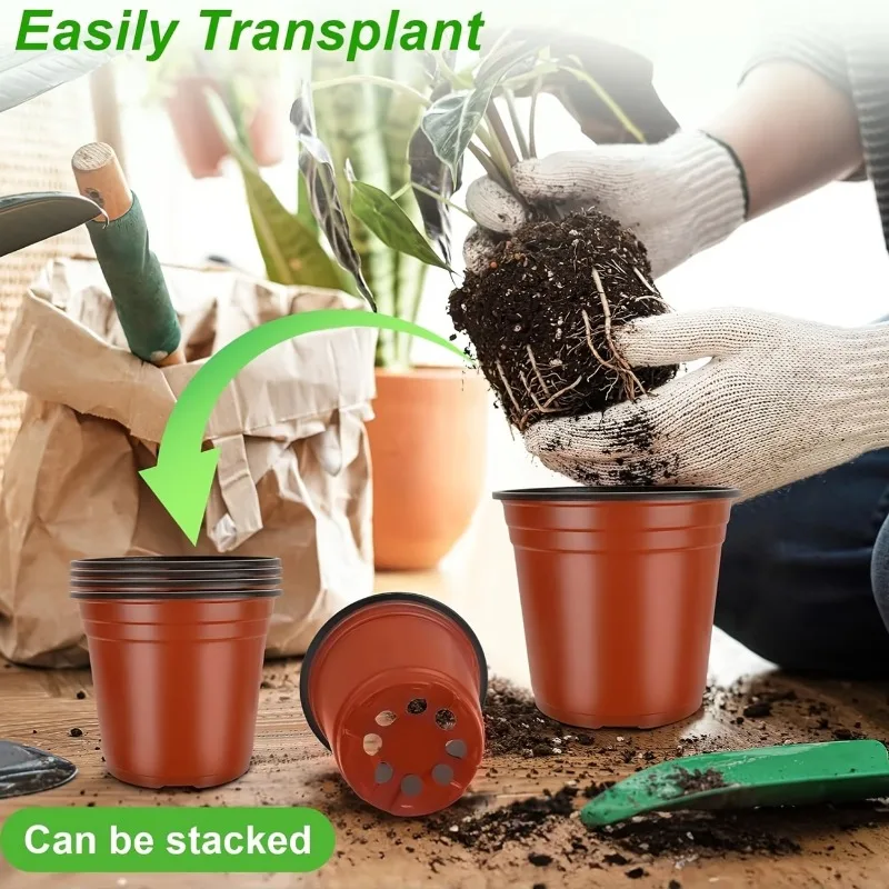 10pcs Plastic Plant Grow Trays with Drainage Holes, Suitable for Gardens,Balconies,Patios - /Outdoor Greenhouse Pots Vegetables