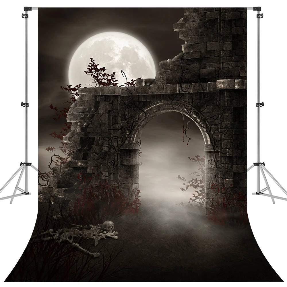 Bonvvie Halloween Backdrop Night Moon Magic Castle Forest Door Children Photography Background Photocall Photo Studio Photophone