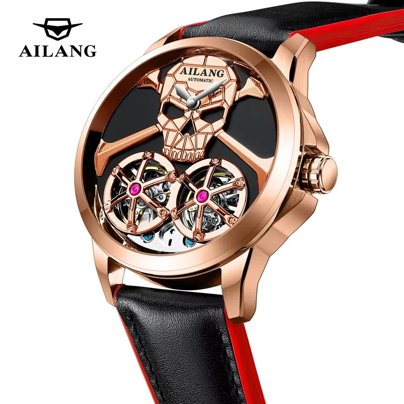 AILANG Skeleton Watches Mechanical Automatic Watch Men Tourbillon Sport Clock Casual Business Moon Wrist Watch Relojes Hombre