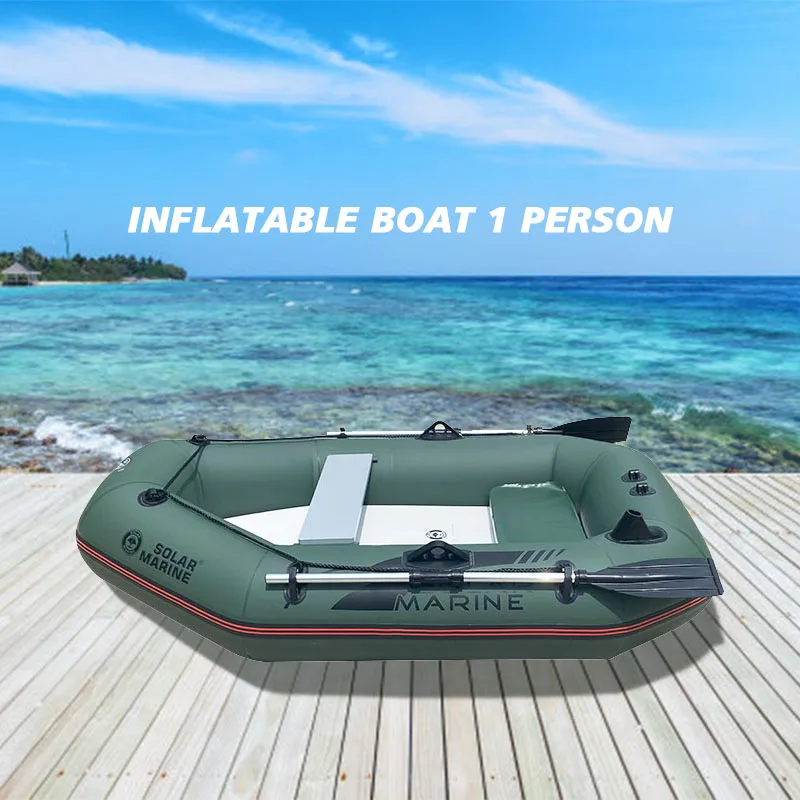 Solar Marine Force Inflatable Boat Raft Set 1 Person Fishing Kayak Rowing Canoe Folding Dinghy With Free Accessories