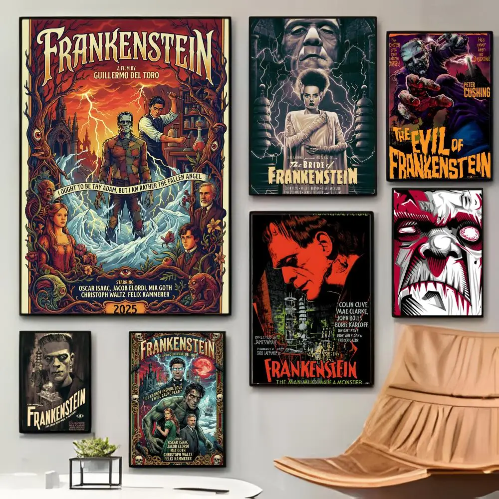 Póster de Frankenstein de Mary Shelley, Monstruo Gótico de Terror, Adhesivo, Impermeable, Decoración de Pared para Cafetería, Bar, Habitación, Regalo