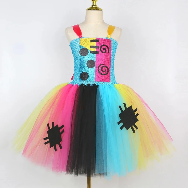 Nightmare Before Christmas Sally Costumes for Girls Scary Cosplay Outfit Children Fancy Clothes Kids Halloween Carnival Dresses