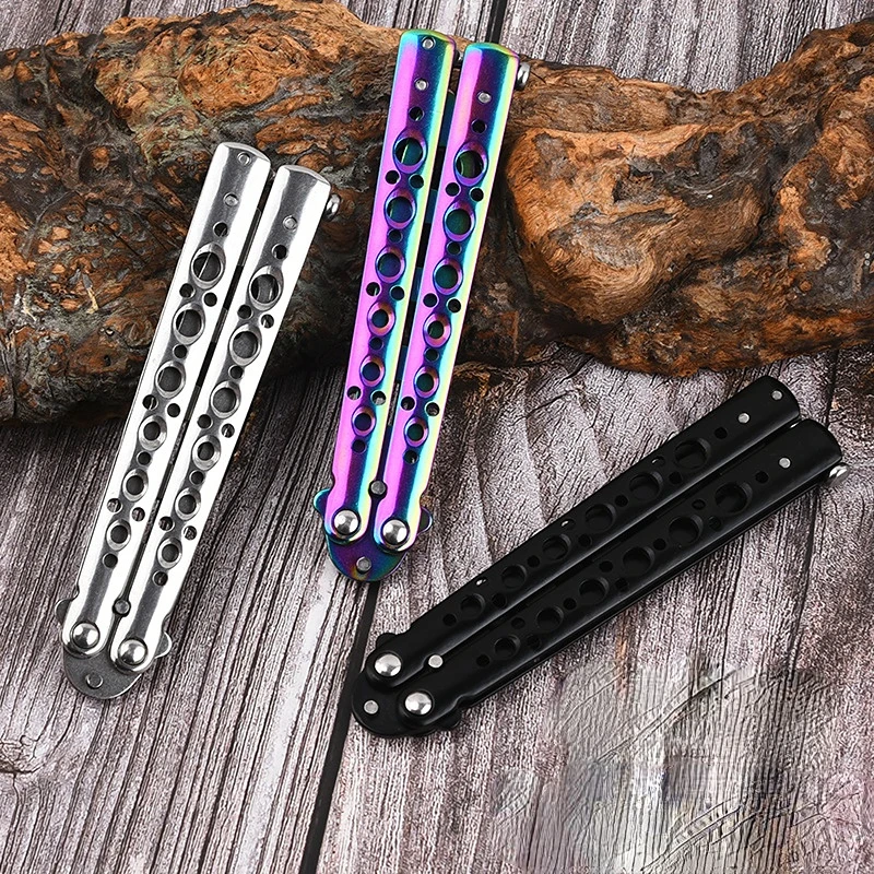 Imagem -02 - Portátil Folding Butterfly Comb Csgo Balisong Trainer Pocket Practice Training Tool Jogos ao ar Livre Aço Inoxidável