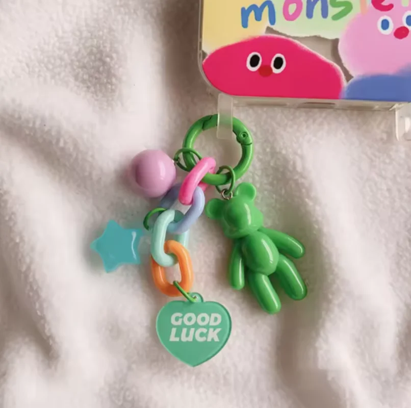 Kreative Nette Bär Schlüsselbund Bunte Bär Tasche Dekoration Zubehör Für Frauen Mädchen Mode Kopfhörer Schutzhülle Anhänger